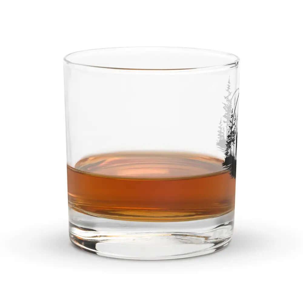 10.5 oz Deer Treeview Rocks Glass, Whiskey, Bourbon Glass.
