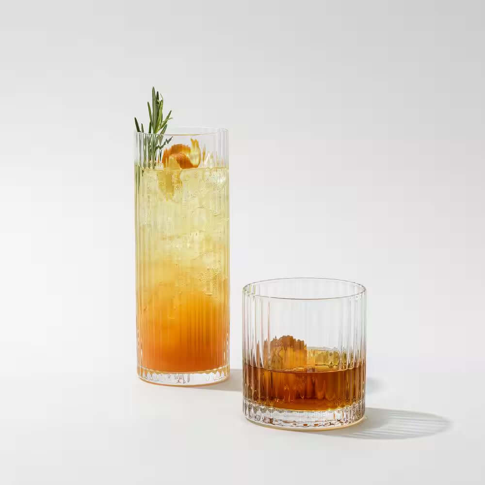 Elle Fluted Double Old Fashion Whiskey Glass - 10 oz. - (Set of 2)