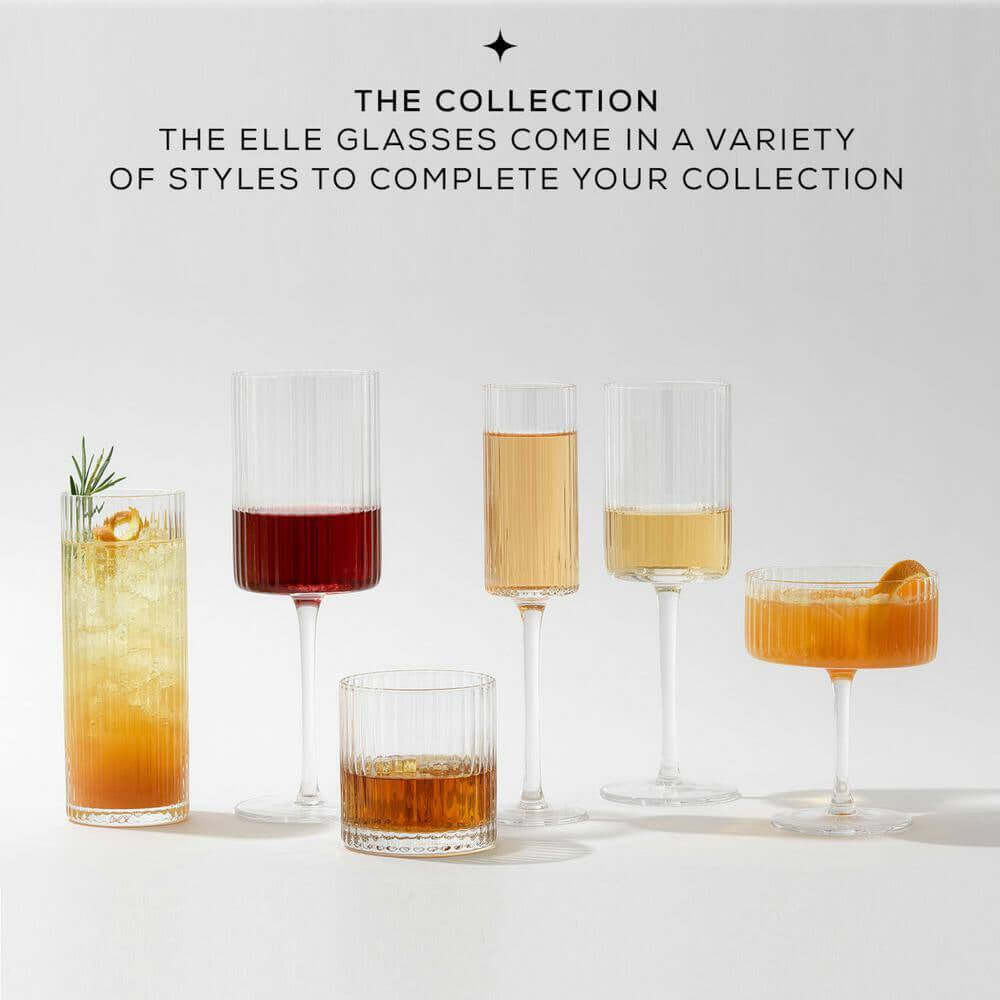 Elle Fluted Double Old Fashion Whiskey Glass - 10 oz. - (Set of 2)