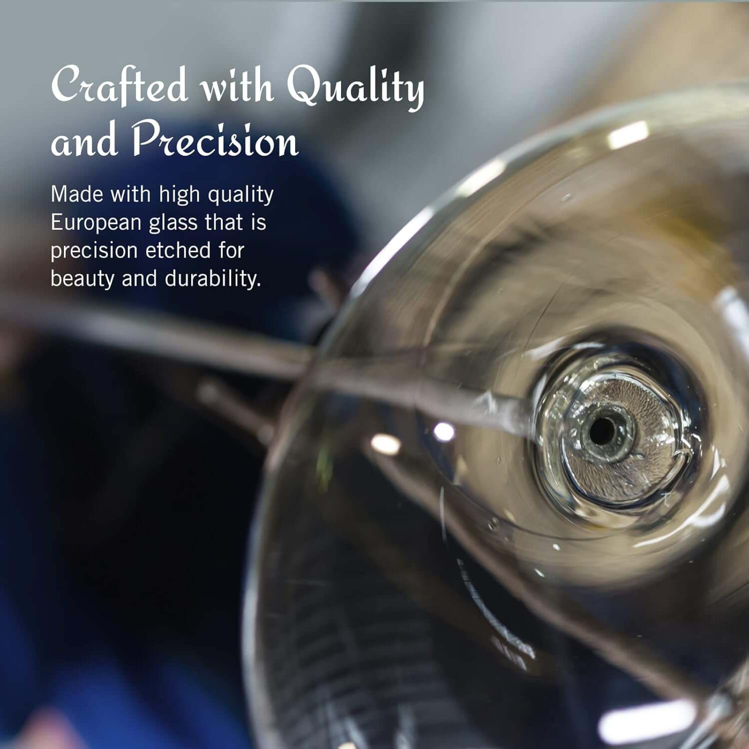 Close-up of Cheers White Wine Glasses, Set of 4 (16 oz), crafted from high-quality European glass and precision etched for beauty and durability.