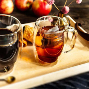 Cadus Glass Coffee Cups Double Wall Insulated Mugs Set of 2 Tea Glasses, 10 Oz.