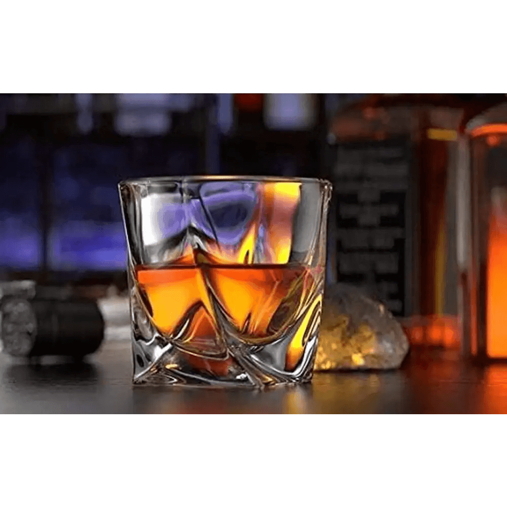 Premium Crystal Whiskey Glasses Set of 6 Twist Large Lead-Free Crystal Glass10 oz.