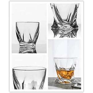 Premium Crystal Whiskey Glasses Set of 6 Twist Large Lead-Free Crystal Glass10 oz.