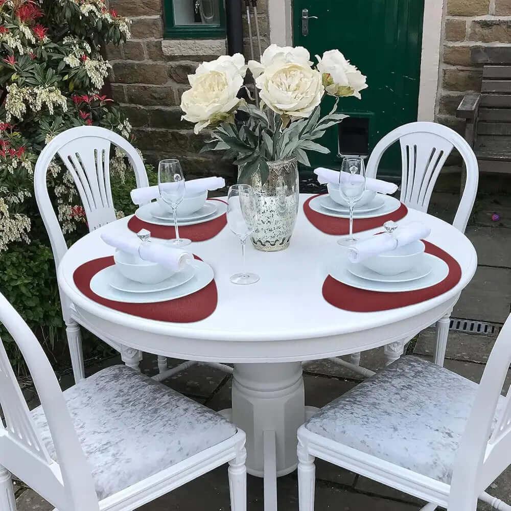 Round Placemats Set of 6 Faux Leather Placemats Wipeable Washable Placemats Heat Resist placemats.