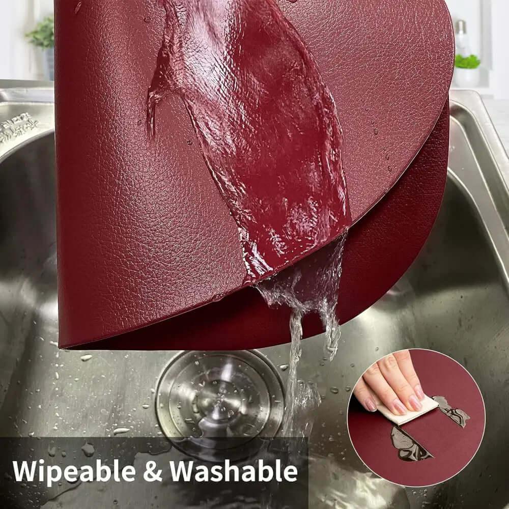 Round Placemats Set of 6 Faux Leather Placemats Wipeable Washable Placemats Heat Resist placemats.