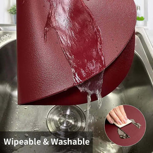 Round Placemats Set of 6 Faux Leather Placemats Wipeable Washable Placemats Heat Resist placemats.