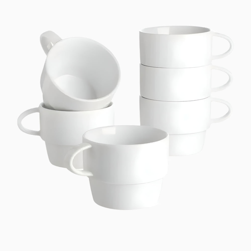 Stackable Coffee Cups - 6 Oz Set of 6 White – Macchiaco