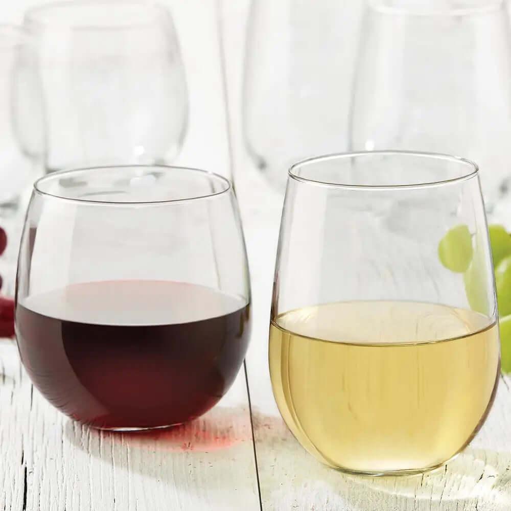 Stemless 12-Piece Wine Glass Party Set, 16.75 Oz, 17 Oz.