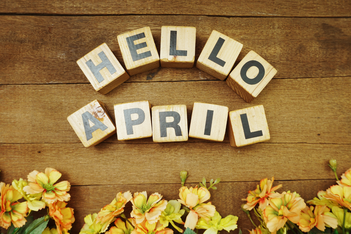 Image that reads hello april