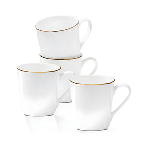 10oz Espresso Cups Set of 4 Lightweight Ceramic Coffee Mugs Porcelain White Tea Cups Gold Trim - 10Oz White With Gold