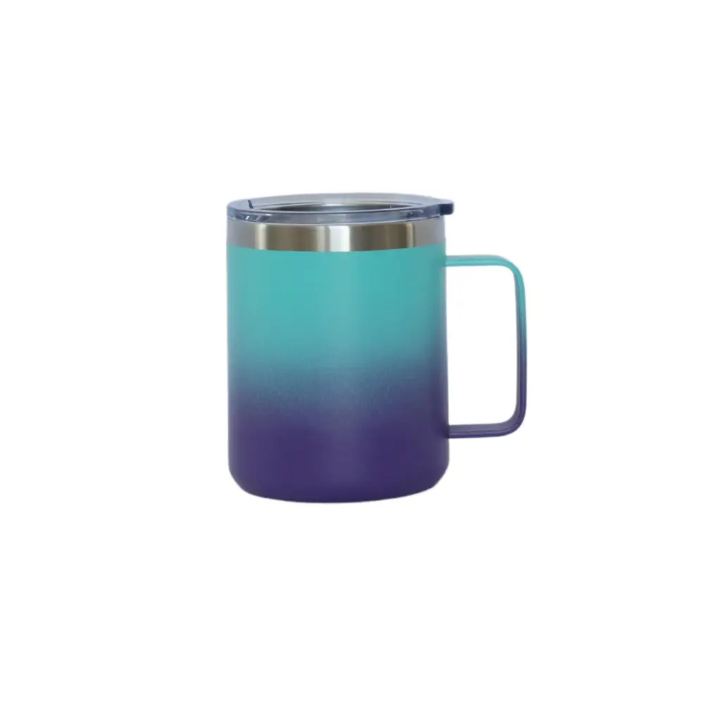 12 Oz Blue and Purple Gradient Stainless Steel Travel Mug with Handle - Macchiaco