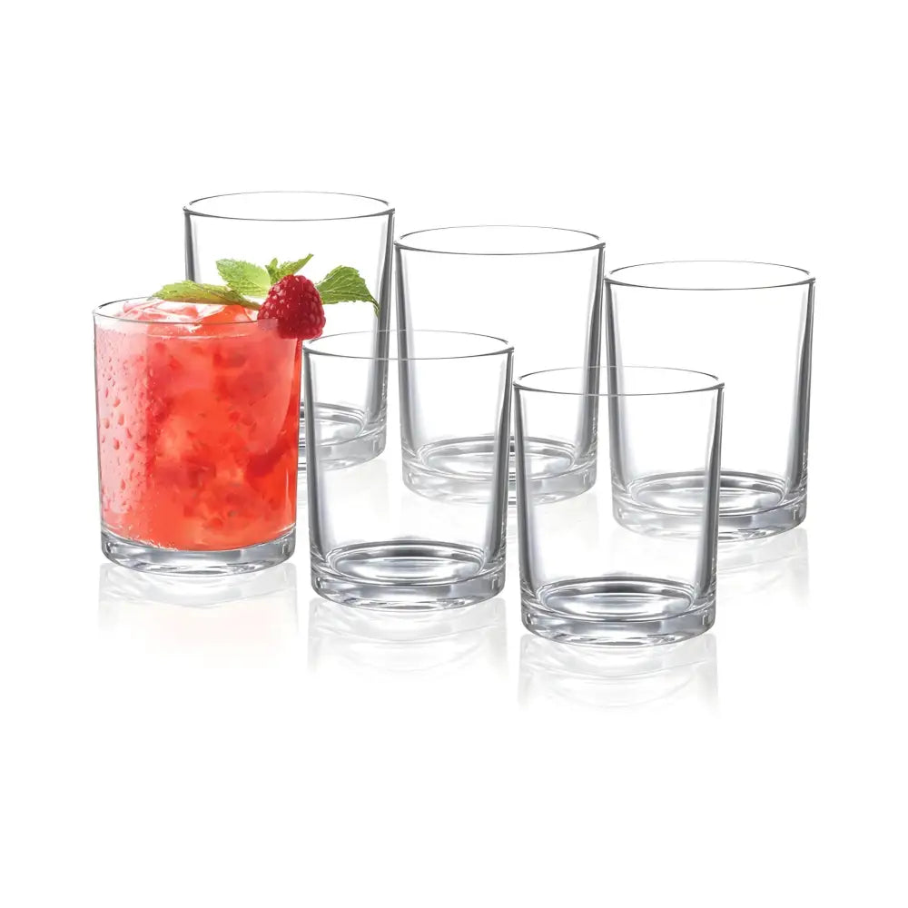 12 Oz Plastic Drinking Glasses Set of 6 Reusable Acrylic Lowball Water Tumblers Glassware Sets - 12Ounces, 6Pack