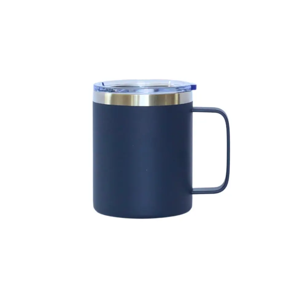 12 Oz Stainless Steel Travel Mug with Handle - Navy - Macchiaco