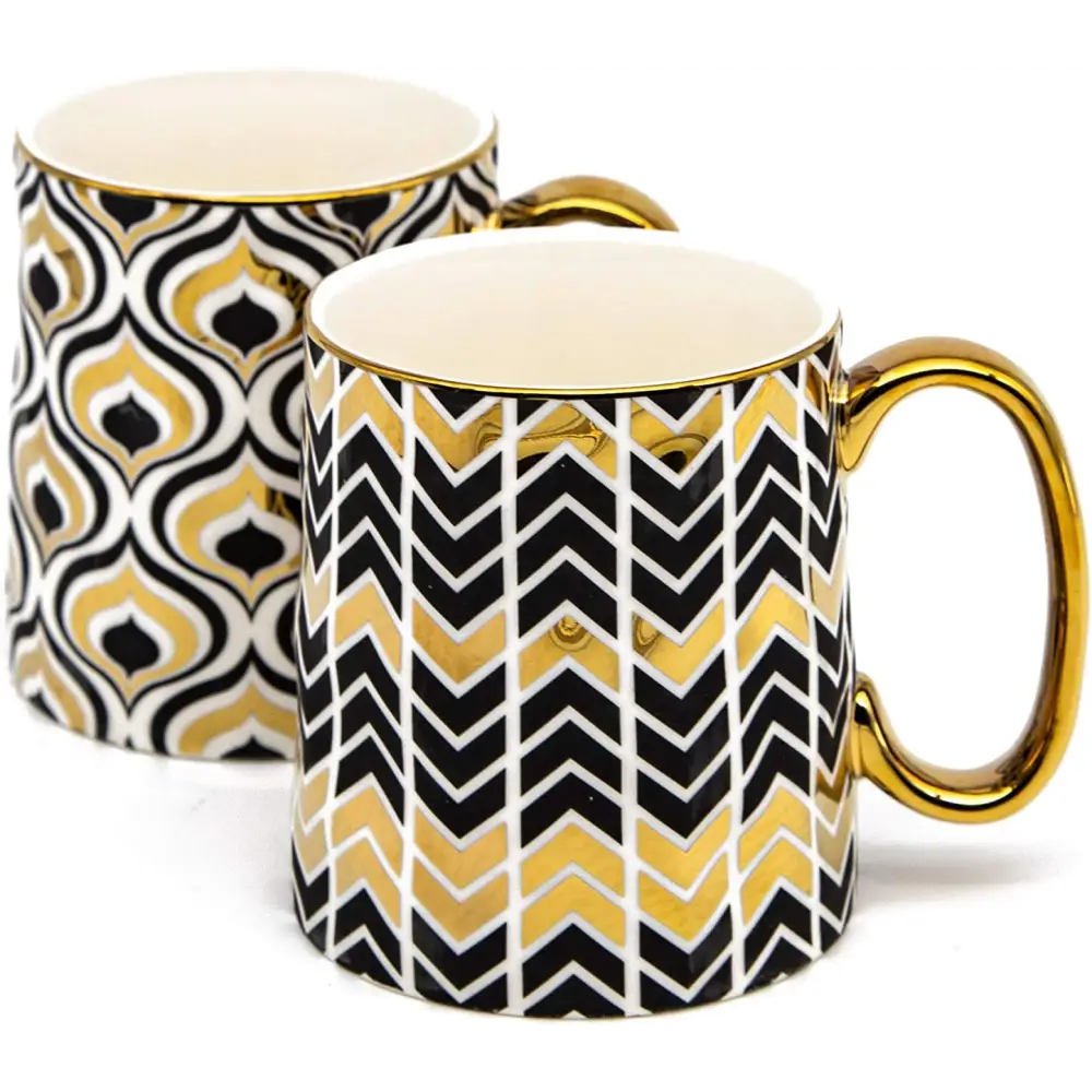 14.8 oz Gold Coffee Mugs, Coffee Mug Set, Set of 2