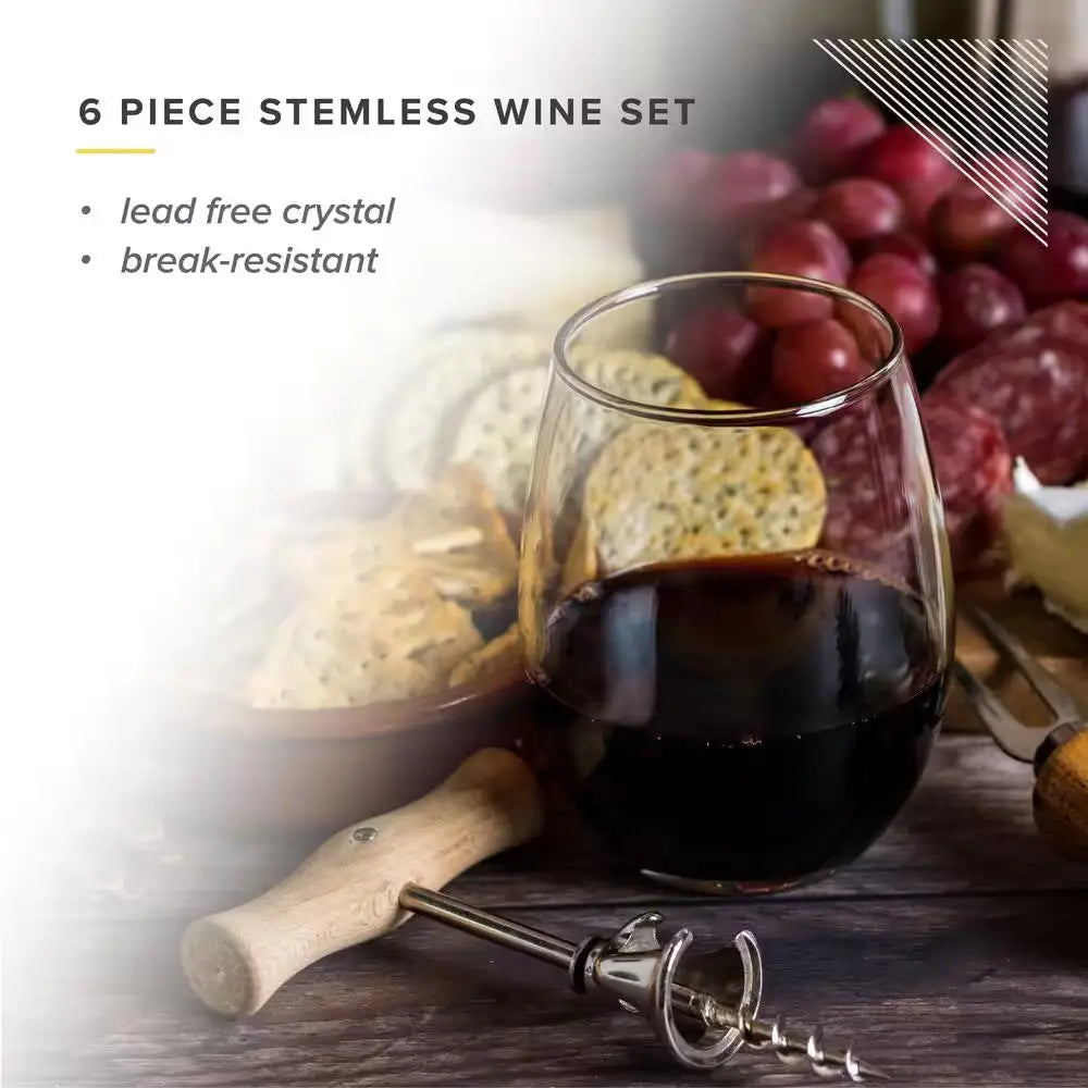 15.50 oz. Stemless Wine Glasses (Set of 6)