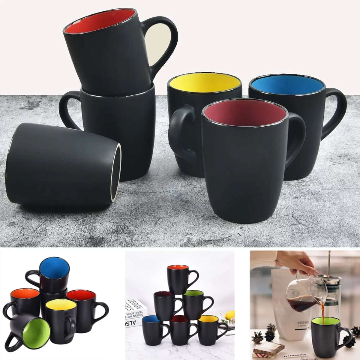 16 Fl Oz Coffee Mugs Ceramic Coffee Mug Tea Cups, Set of 6 Coffee Mug Sets - Macchiaco