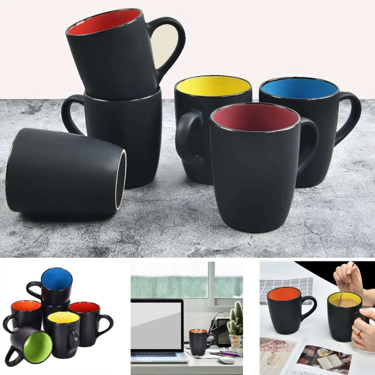 16 Fl Oz Coffee Mugs Ceramic Coffee Mug Tea Cups, Set of 6 Coffee Mug Sets - Macchiaco