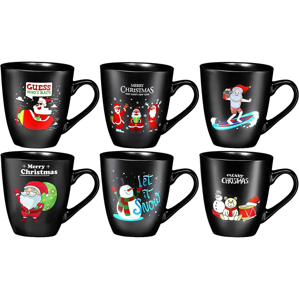 16 Oz Ceramic Christmas theme Coffee Mug Set of 6