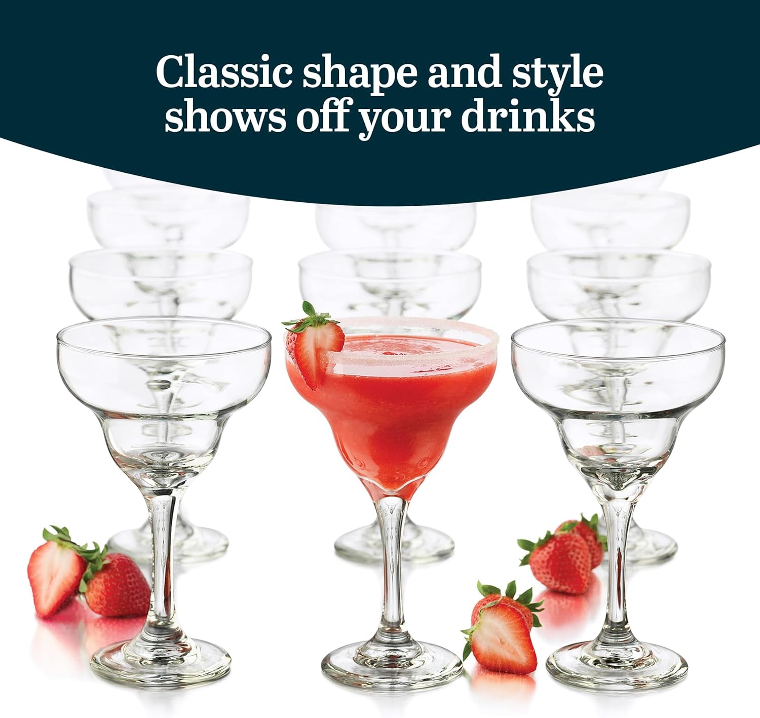 Margarita Glasses Set of 12, Durable Large Margarita Glass, 9 Oz Dishwasher Safe Stemmed Drinking Glasses
