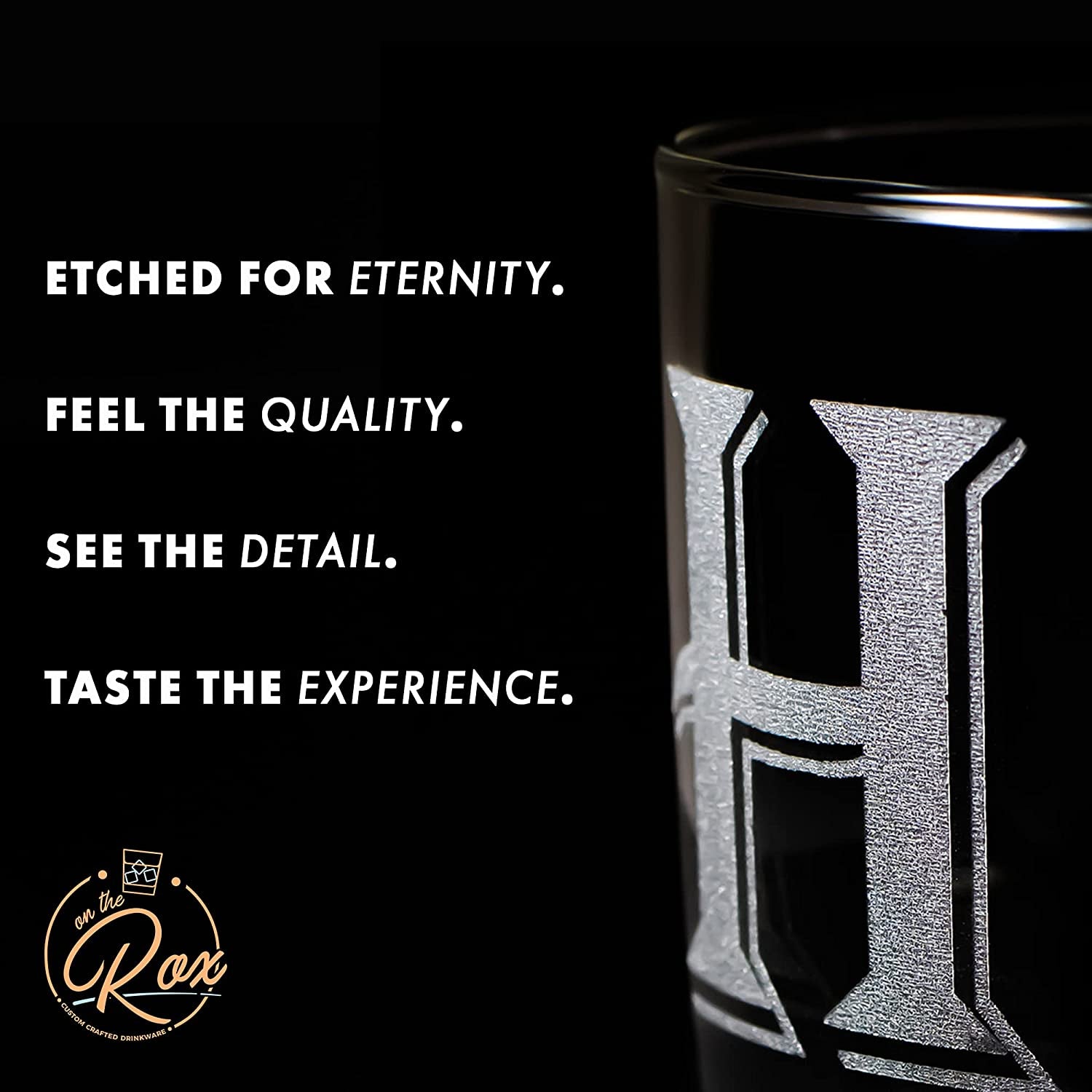 Monogrammed Gifts for Men - 4PC 11 Oz Custom Whiskey Glasses (I-Monogram) - Engraved Whiskey Glasses - Personalized Whiskey Glasses - Unique Bourbon Glasses - Personalized Glass Gifts for Dad
