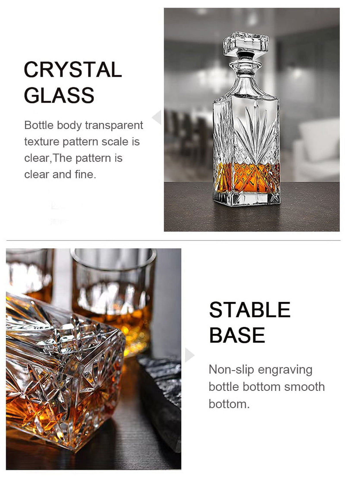 Whiskey Decanter Set with Glasses, 5Pcs - Premium Gift Box for Men and Women - Rock Tumblers and Bottle for Bourbon, Cognac, and Liquo,Rum,Liquor - Old Fashioned Glassware
