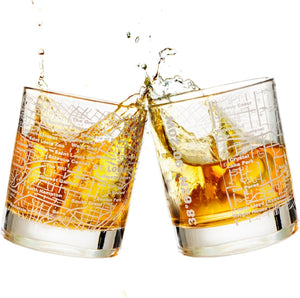 Whiskey Glasses - 10 Oz Tumbler Set for St Louis lovers, Etched with St Louis City Map Old Fashioned Rocks Glass - Set of 2