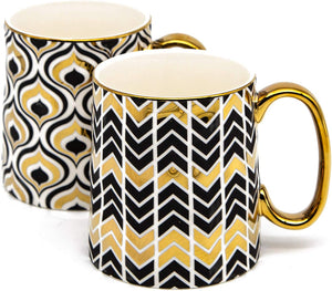 14.8 oz Gold Coffee Mugs, Coffee Mug Set, Set of 2