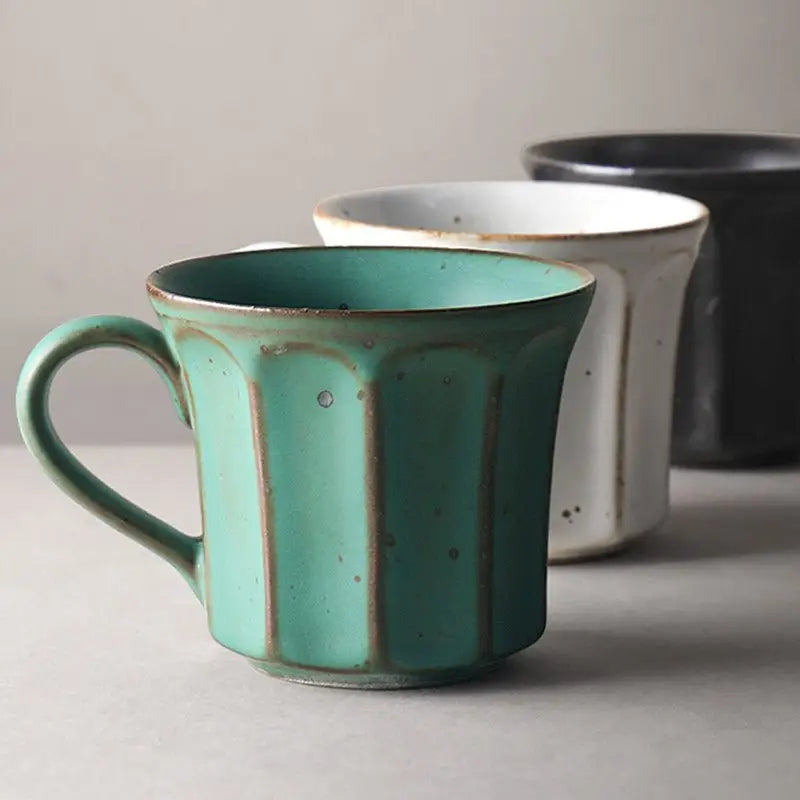 8 Oz Rustic Handmade Stoneware Coffee Mugs - Macchiaco