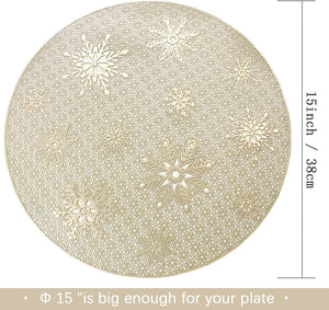 Round Gold Christmas placemats Set of 4 for Dining