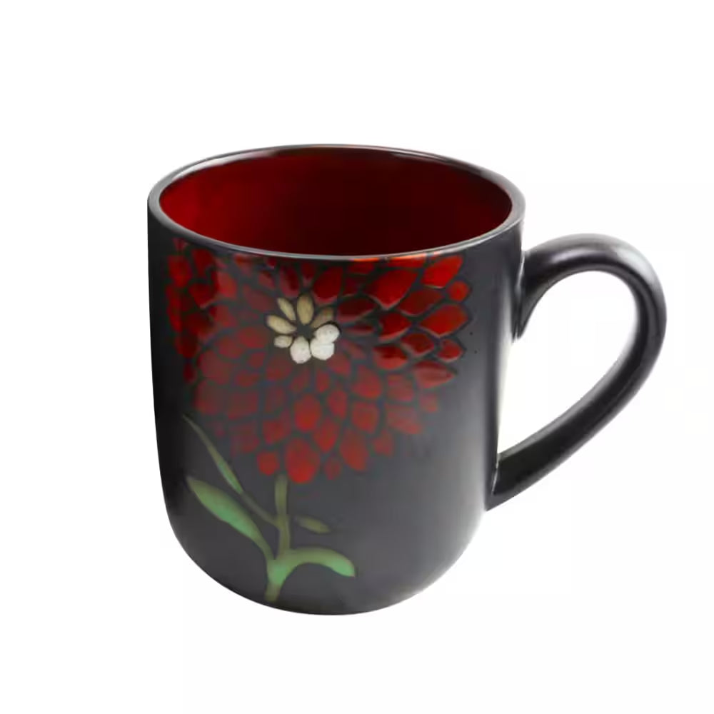 Cafe 4-Piece Rustic Floral Vintage Earthenware Coffee Mugs 16oz