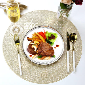 Round Gold Christmas placemats Set of 4 for Dining
