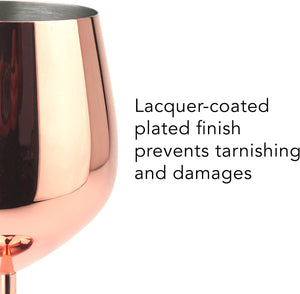 Copper/Rose Gold Stem Stainless Steel Wine Glass Set 4-18.5 oz