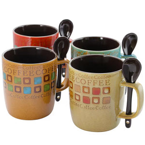 Cafe Americano 13 oz. Assorted Color Mugs (Set of 4)