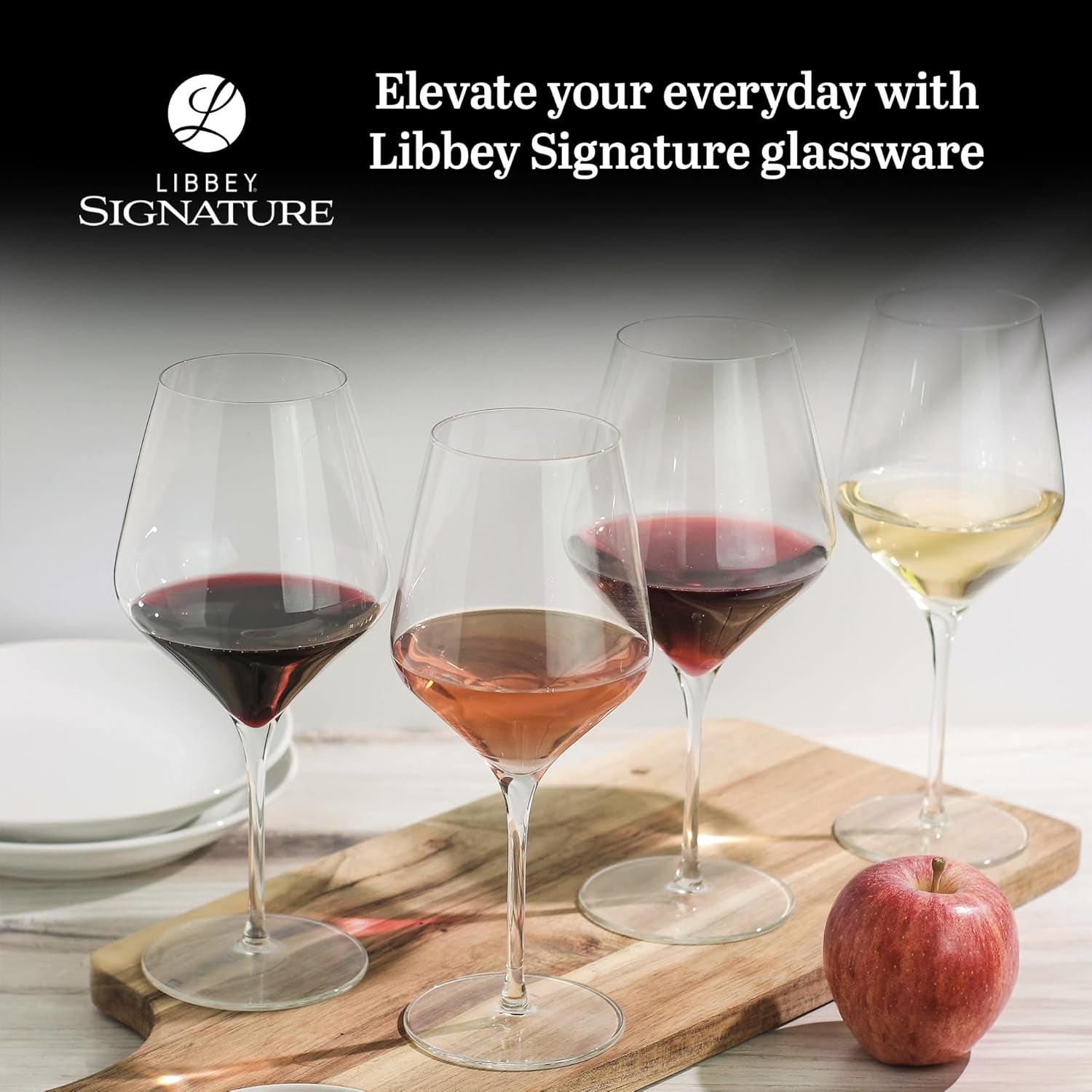 Signature Greenwich 12 Piece Party Wine Glasses Set, Long Stem Wine Glasses for Red and White Wine
