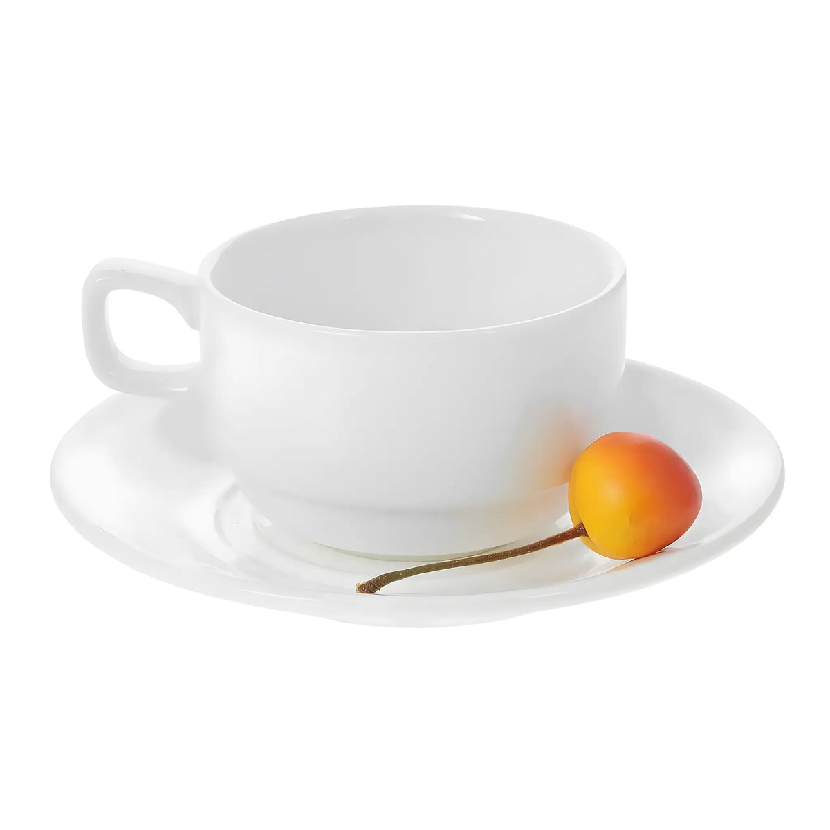 Pure Elegance White Tea Cup & Saucer Set 7 Oz - Macchiaco