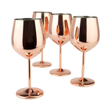 Copper/Rose Gold Stem Stainless Steel Wine Glass Set 4-18.5 oz