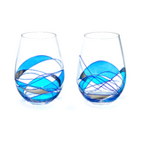 Stemless Wine Glasses Set of 2 2(1 Oz) - Handblown & Handmade