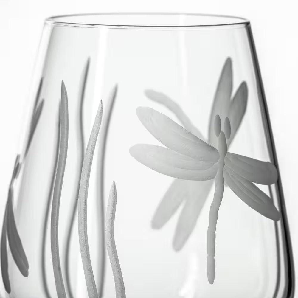 Dragonfly 18 oz. Stemless Wine Tumbler Glasses - Set of 4