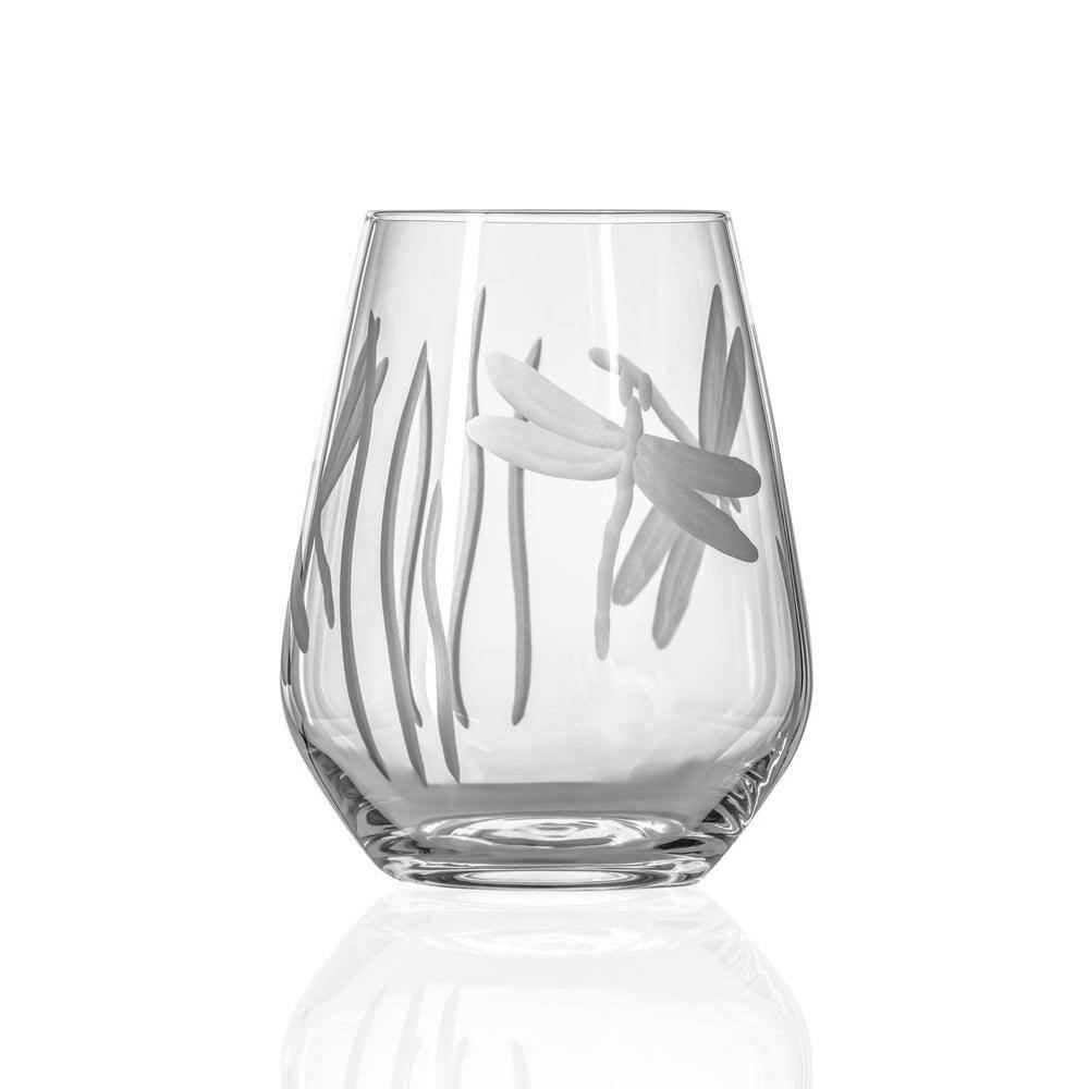 Dragonfly 18 oz. Stemless Wine Tumbler Glasses - Set of 4