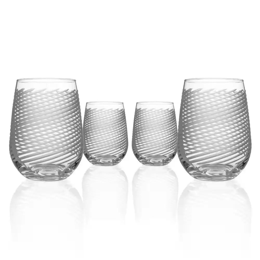 Cyclone 17 Fl. Oz. Stemless Wine Glasses Set (Set of 4) - Macchiaco