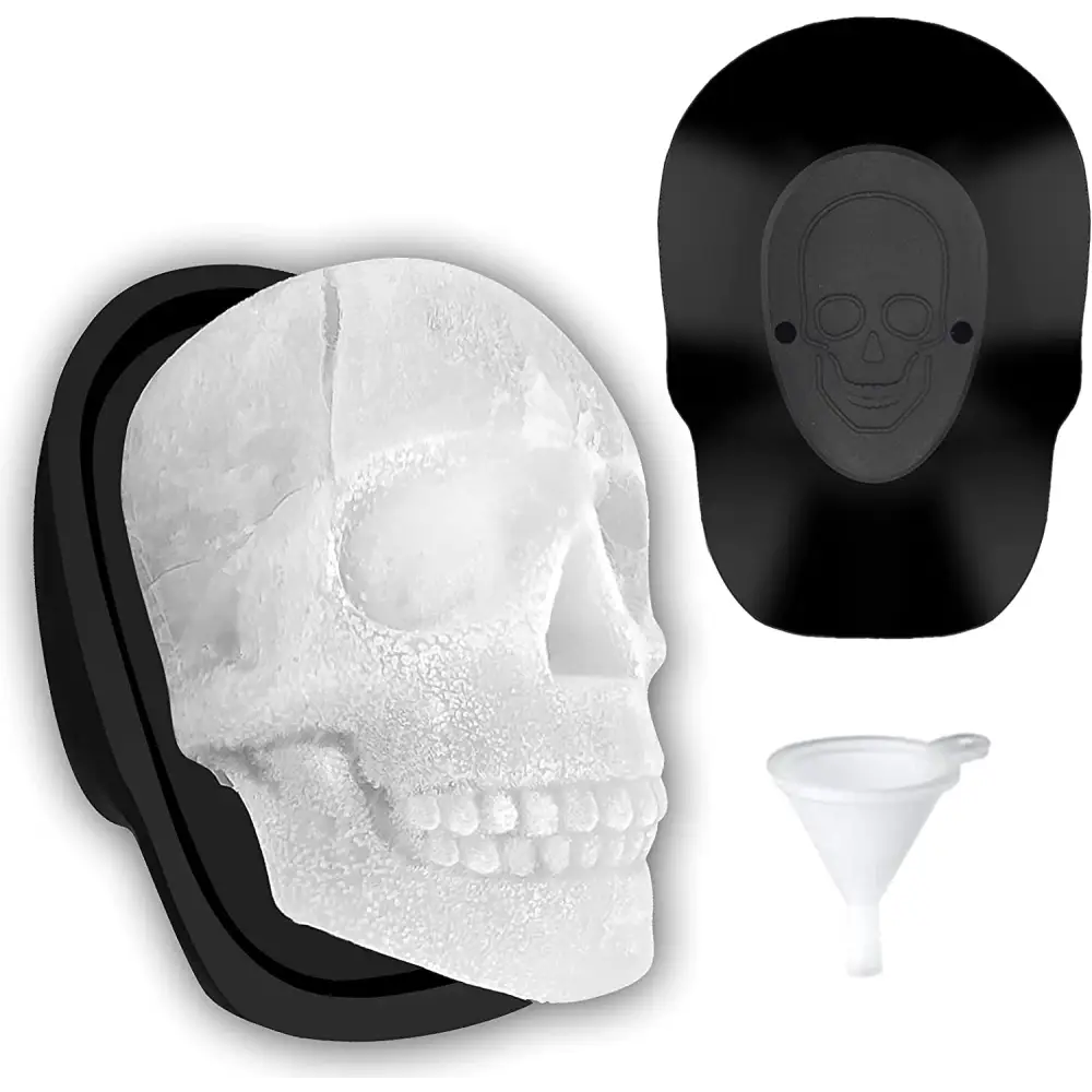 Extra Large 3D Skull Ice Cube Mold Silicone - 1pc.