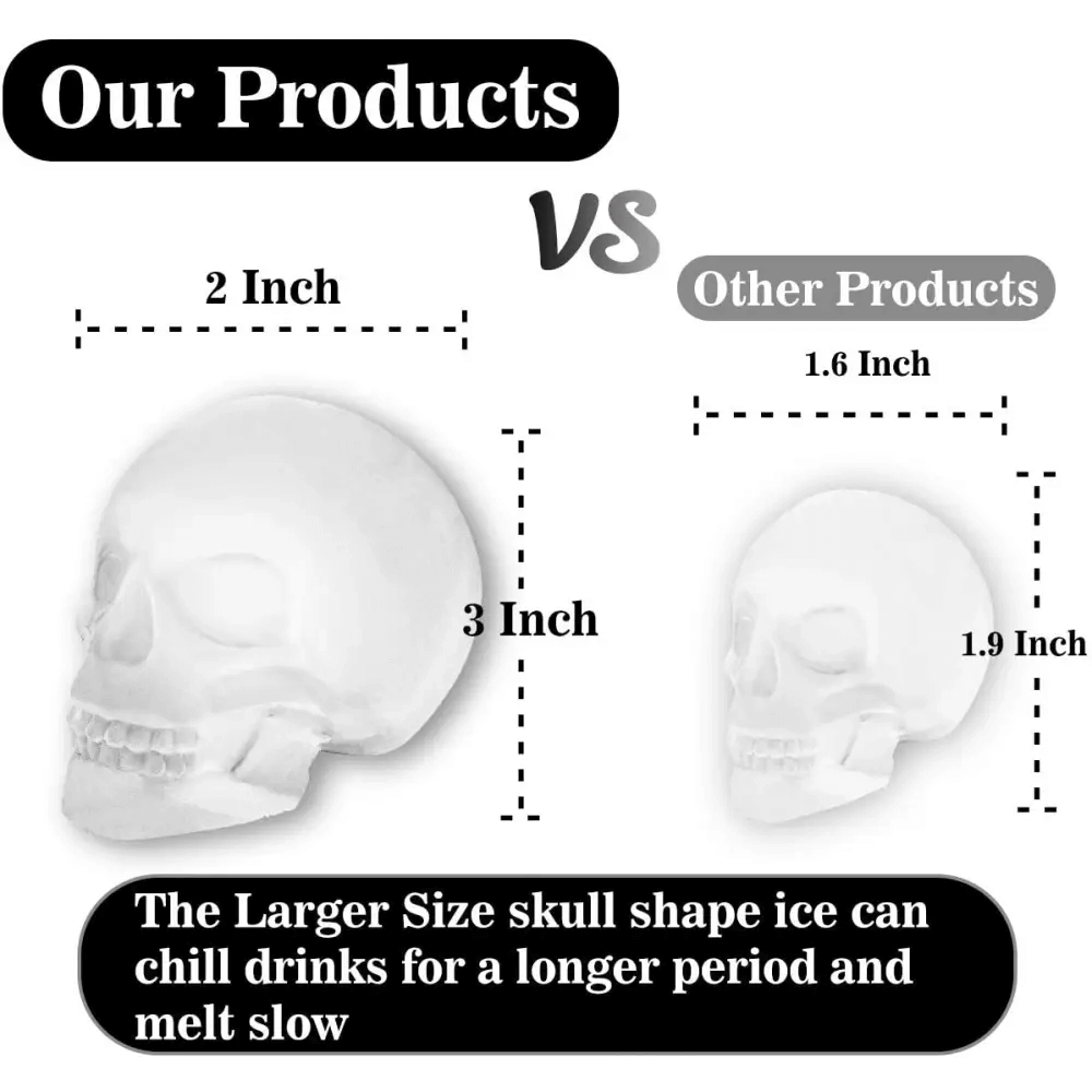 Extra Large 3D Skull Ice Cube Mold Silicone Ice Molds for Whiskey Skull Ice Cube Trays with Funnel for Big Mouth Cup Skull Ice Maker with Resin Chocolate sugar Whiskey Ice Mold for Parties (1 Pcs) - Macchiaco