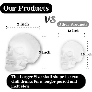 Extra Large 3D Skull Ice Cube Mold Silicone Ice Molds for Whiskey Skull Ice Cube Trays with Funnel for Big Mouth Cup Skull Ice Maker with Resin Chocolate sugar Whiskey Ice Mold for Parties (1 Pcs) - Macchiaco