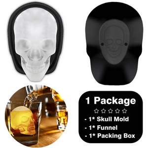 Extra Large 3D Skull Ice Cube Mold Silicone Ice Molds for Whiskey Skull Ice Cube Trays with Funnel for Big Mouth Cup Skull Ice Maker with Resin Chocolate sugar Whiskey Ice Mold for Parties (1 Pcs) - Macchiaco