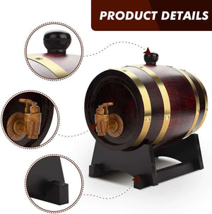 Wine Barrel, Vintage Wood Oak Timber Wine Barrel Dispenser Whiskey Barrel Dispenser Home Wine Bucket Whiskey Barrel for Storing Whiskey Beer Wine Bourbon Tequila Rum DIY Your