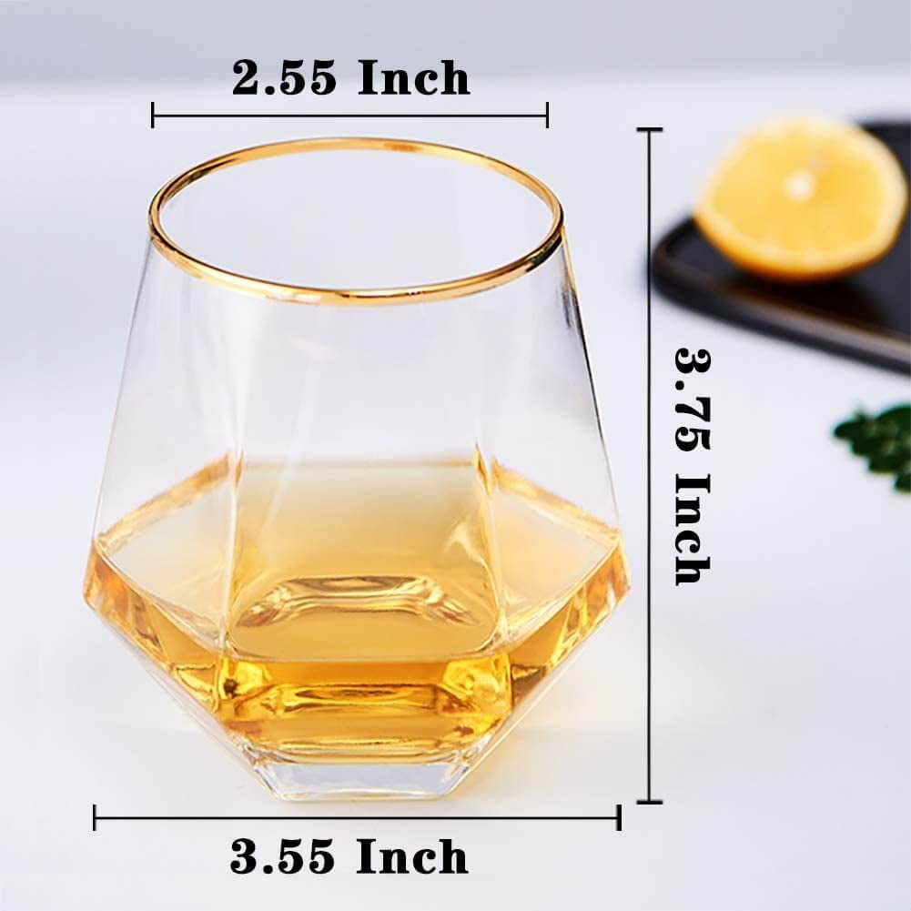 Gold Banded Whiskey Glasses Set of 4 - Premium Rocks Glasses for Cocktails, Scotch, Rum, or Wine - Macchiaco