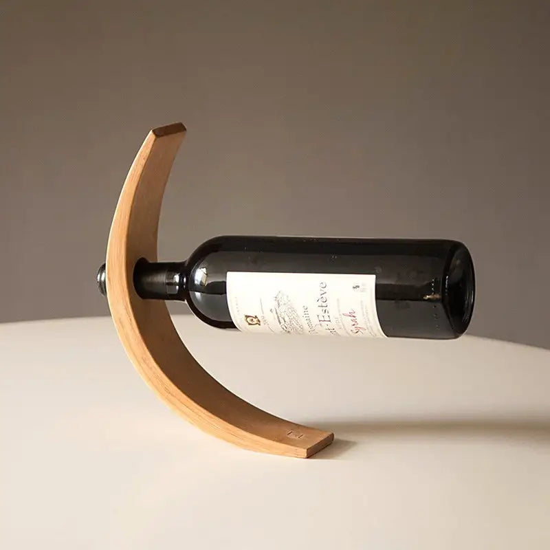 Gravity Bamboo Wine Bottle Holder Decor - Macchiaco