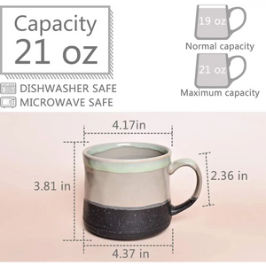 Large Ceramic Coffee Mug 21 Oz, Grey