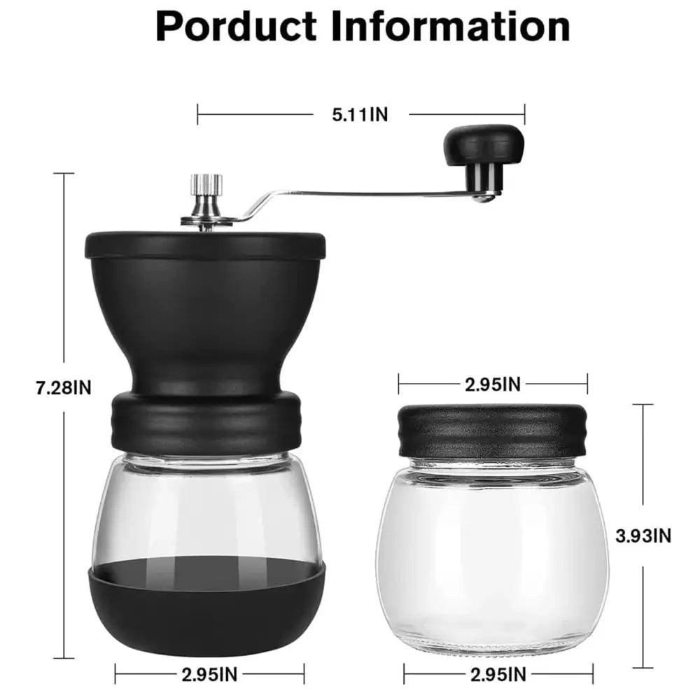 Portable Manual Coffee Grinder with Ceramic Burr and 2 Glass Jars - Ideal for Beans, Espresso, and Spices - Macchiaco