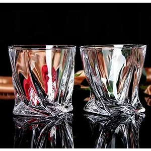 Premium Crystal Whiskey Glasses Set of 6 Twist Large Lead-Free Crystal Glass10 oz